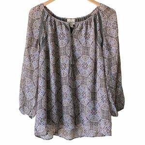 St. John's Bay boho tassel blouse geometric Large